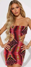 Fashion Nova Jane Mesh Micro Mini Dress - Multi Color Small