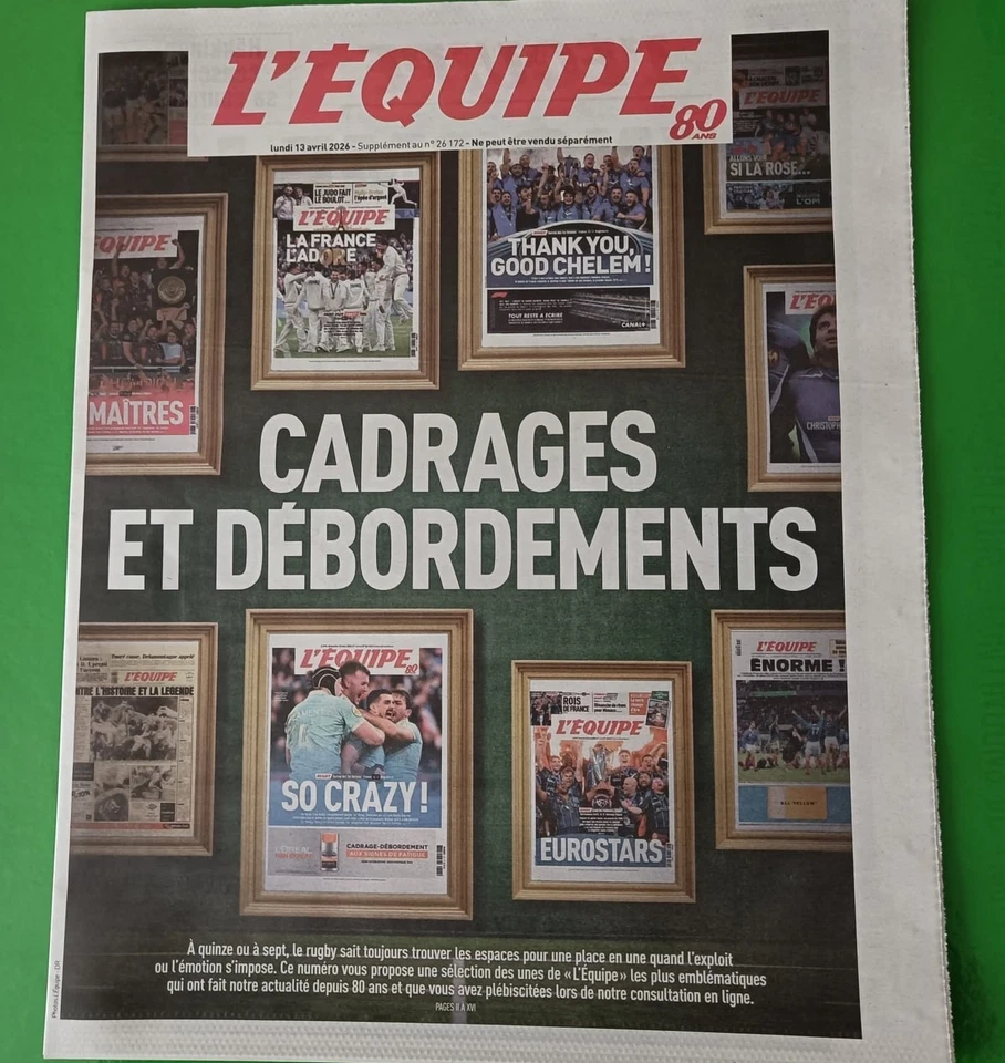LES PLUS BELLES UNES DU RUGBY/ SUPPLEMENT DU journal l'équipe 13 AVRIL 2026 - Photo 1/1