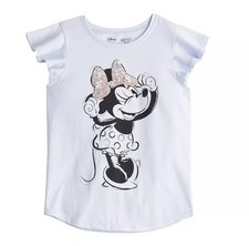Girl  s Disney  s Minnie Mouse Sequined Flutter Sleeve Tee  Size 8