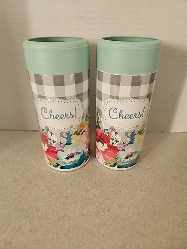 2 Brand New Pioneer Woman Sweet Romance 12oz Stainless Steel Slim Can Koozie!!!