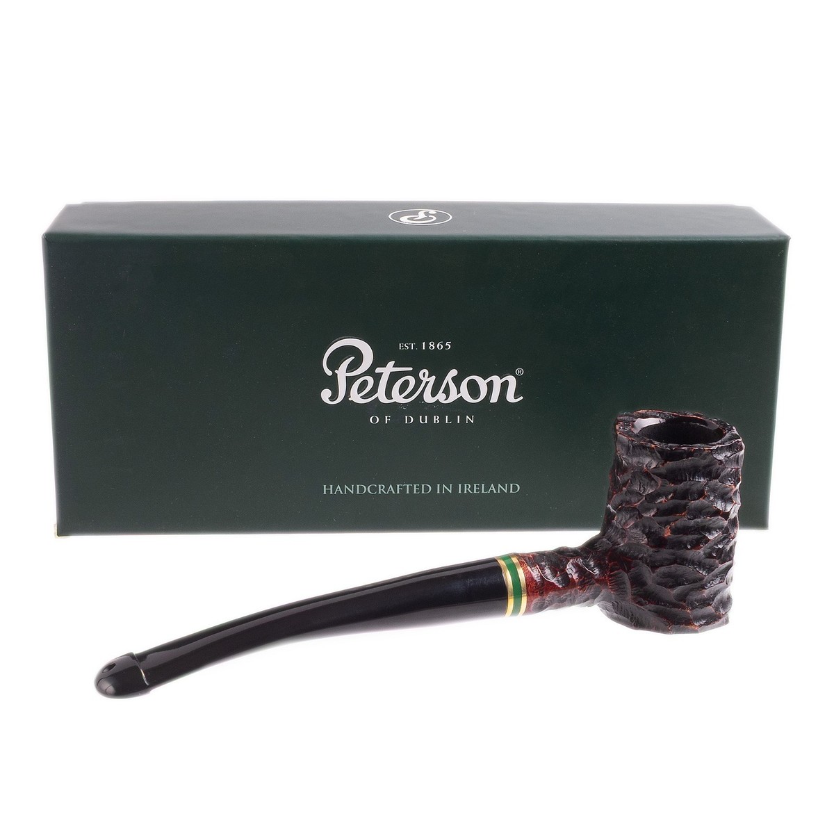 Peterson Emerald 701, P-Lip, Poker Tobacco Pipe, Vulcanite Stem