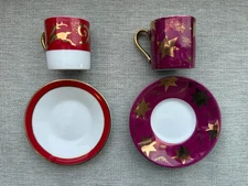 Vintage The Cellar Herald Squar Macy’s Holiday Espresso Cups & Saucers 1993-1994