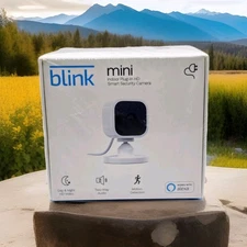 Blink Mini Compact Indoor Plug-In Smart Security Camera 1080p HD SEALED New