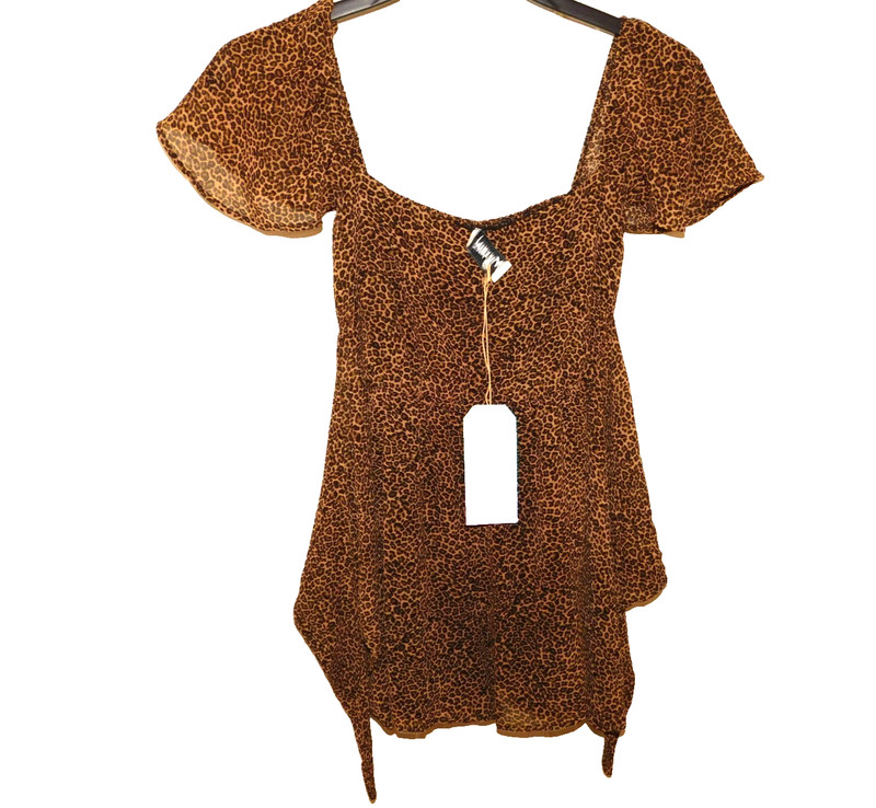 NWT Show Me Your Mumu Women's Brown Leopard Print Kinsley Romper XS