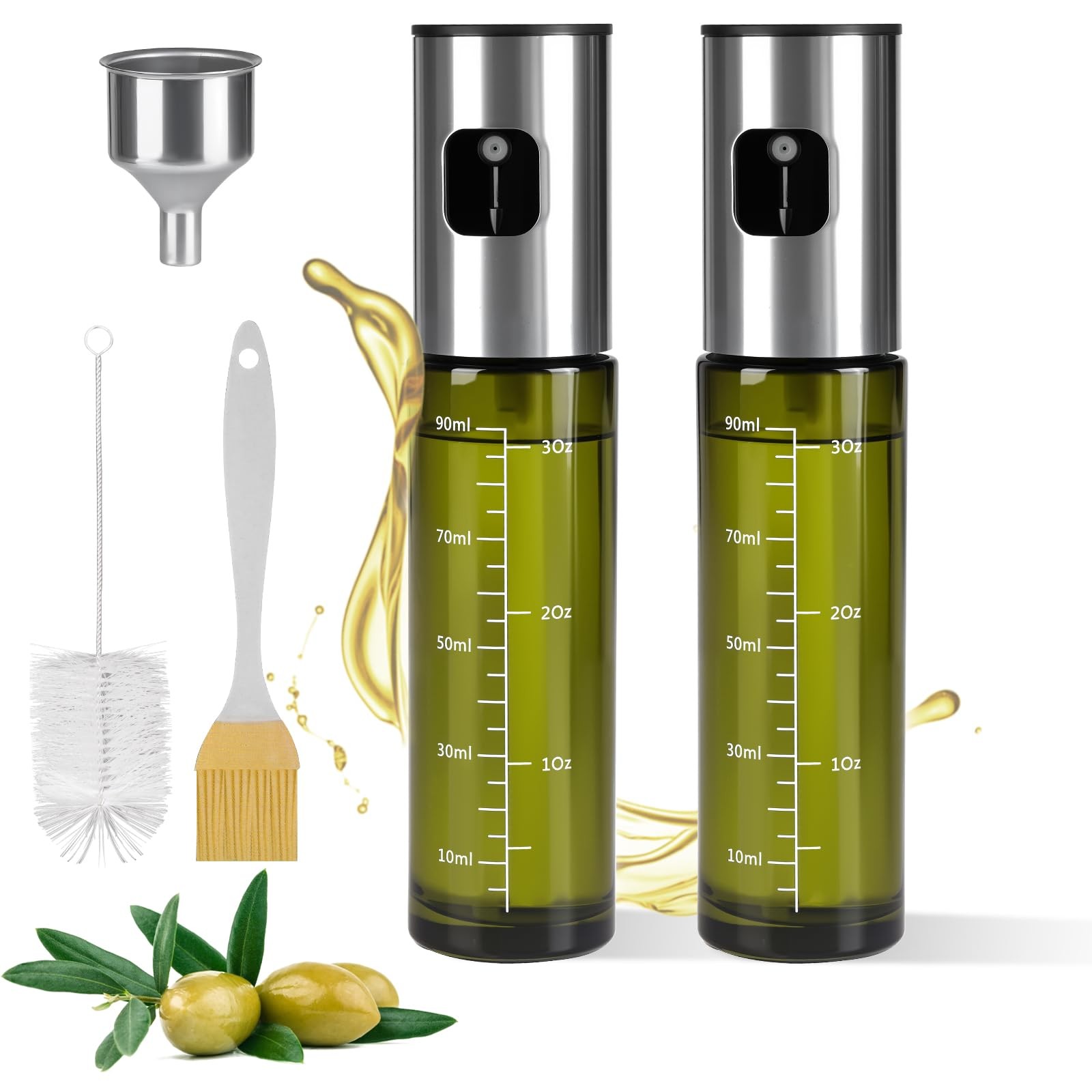 Vaporisateur d'huile d'olive en Verre Vert de 100ml - Spray Cuisine à Brume Ultra Fine
