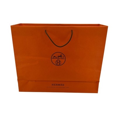 Hermes Shopping Bag Unisex Large Orange Paper Gift Bag 23x19x7 Logo Authentic