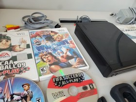 Black Nintendo Wii Console System Bundle w/ 10 Games Nunchuck TESTED! Epic