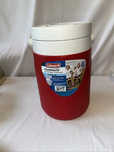 Coleman Teammate RED Beverage Cooler New 1 Gallon Easy To Carry Bail Handle