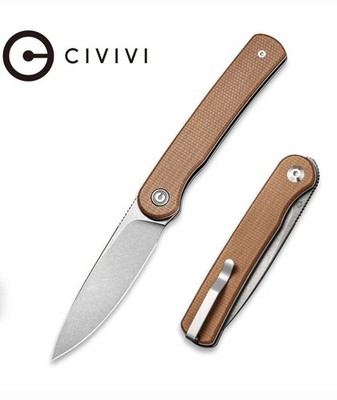 CIVIVI Stylum Front Flipper & Slip Joint Knife Brown Micarta Handle C20010B-B 