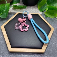 5.3" Corded Phone Keychain Lanyard Wristlet Star Bell Charms New Free Ship C795