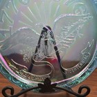 Unmarked 1776-1976 Bicentennial Eagle Blue Iridescent Carnival Glass Plate — photo 3