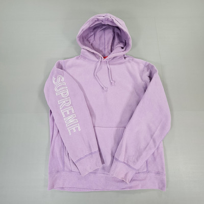 Supreme Herren Hoodie Lila Medium Sleeve Embroidered Logo Fleece SS18