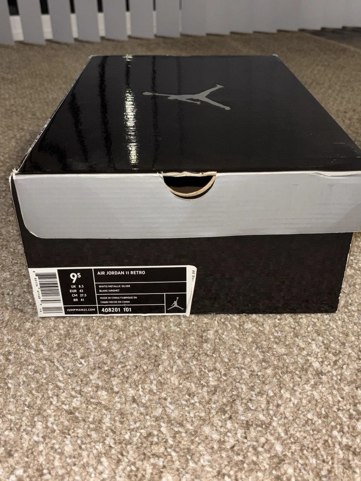 Nike Air Jordan 11 Retro Plata Aniversario 2010 408201-101 Talla 9.5 Totalmente Nuevas DS Foto 2 de 4