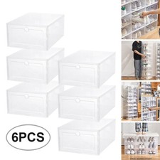 6 PCS Drawer Stackable Foldable Durable Organiser Plastic Shoe Storage Boxes