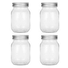 4pcs Glass Sealed Mason Jars Salad Mason Jars Fruit Jelly Cans (Assorted Color)