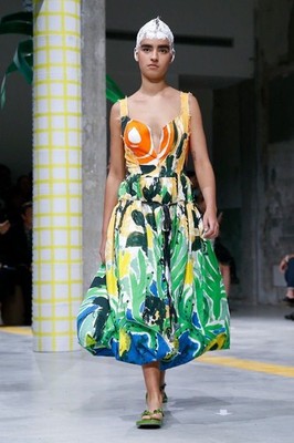 MARNI Dress jungle Green Brushstroke Paint artwork Printed Cotton 