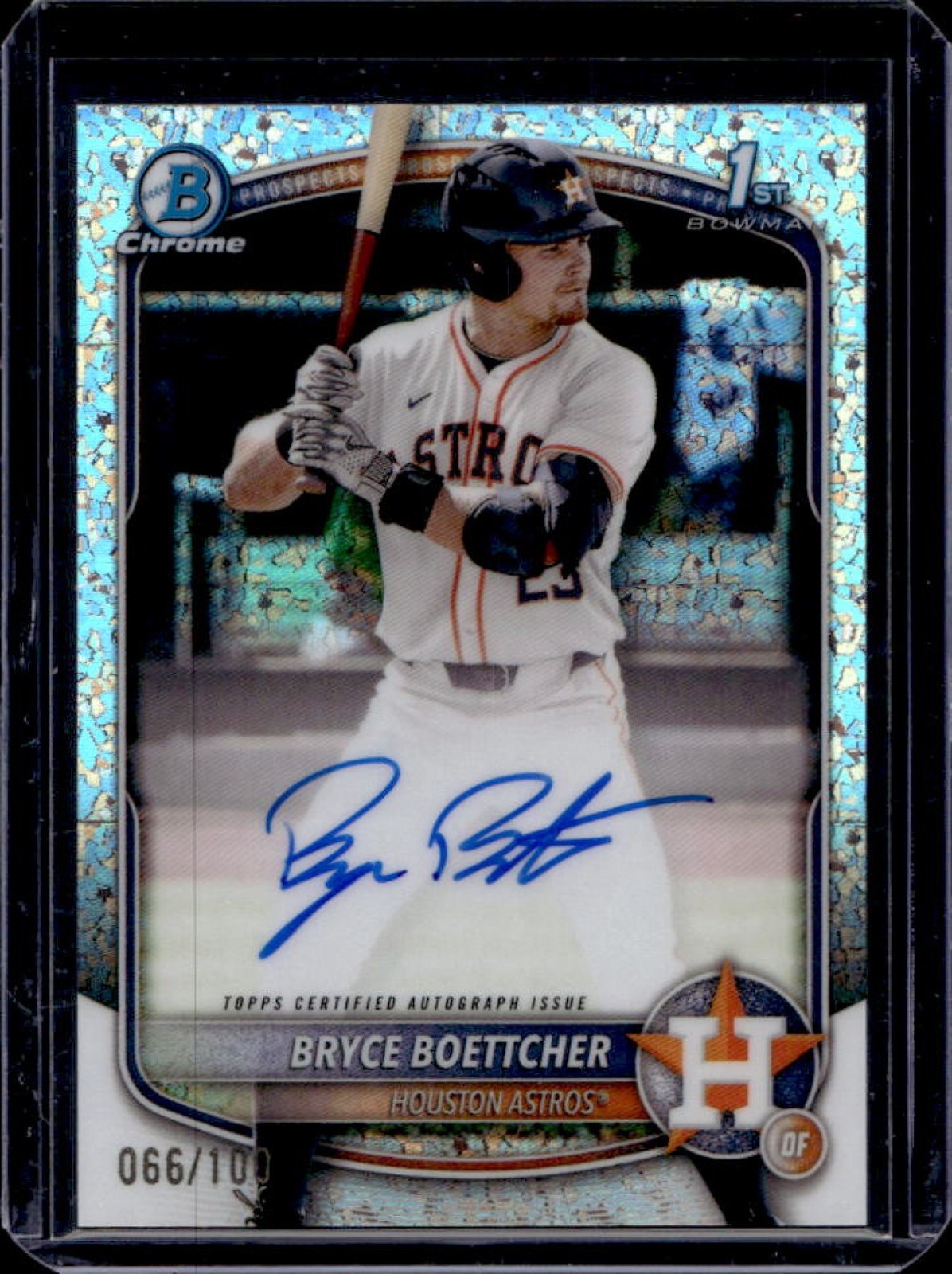 2025 Bowman Chrome Bryce Boettcher Auto Mini Diamonds Refractor 1st #/100 Astros