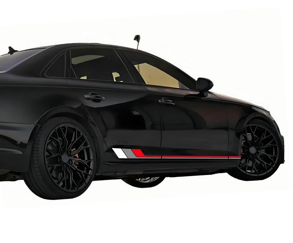 Graphics Side Skirt Stripe Sticker For Audi A4 B8 8k B9 B7 8w 8e Car Decal 2 PCS - Image 3 of 4