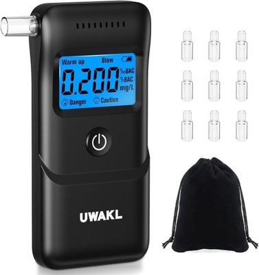 Alkoholtester Polizeigenau 10 Mundstücke LCD Display Promillemessgerät Trag