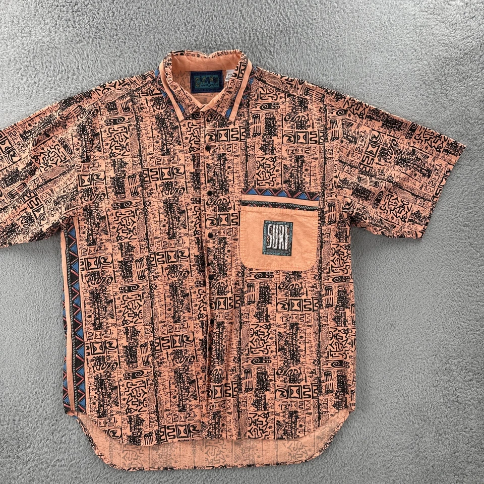 Camisa de campamento vintage Gitano Wave Rhythm SURF para hombre XL hawaiana Luau abotonada años 90 Foto 2 de 4