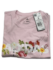 adidas Pink Floral Short Sleeve T-Shirt Flowers Women's Size Small New w/ Tags 