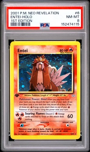 2001 POKEMON NEO REVELATION 1ST EDITION #6 ENTEI-HOLO PSA 8