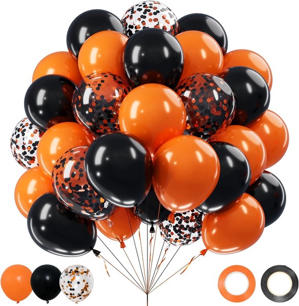 Halloween Luftballons Schwarz Orange 62 StüCk Deko Party ZubehöR-image