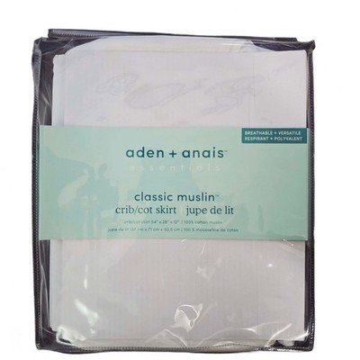 aden + anais Classic Muslin Crib Skirt White Cotton - 54x28x12''