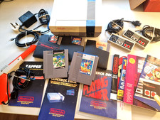 Nintendo NES Console Zapper Bundle Fully Tested + Original Leaflets & 5 Games