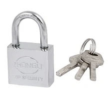 Home Office Metal Security Locker Padlock Silver Tone 50x30x15mm w Keys