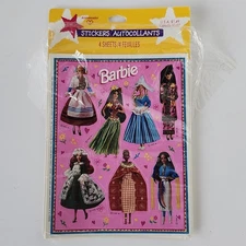 Vintage Barbie 1996 Stickers Around The World 3 Sheets Open Package Culture 