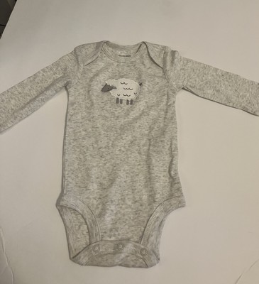 Simple Joys  by Carter's Newborn 0-3 Light Gray Sheep Long Sleeve Bodysuit C174