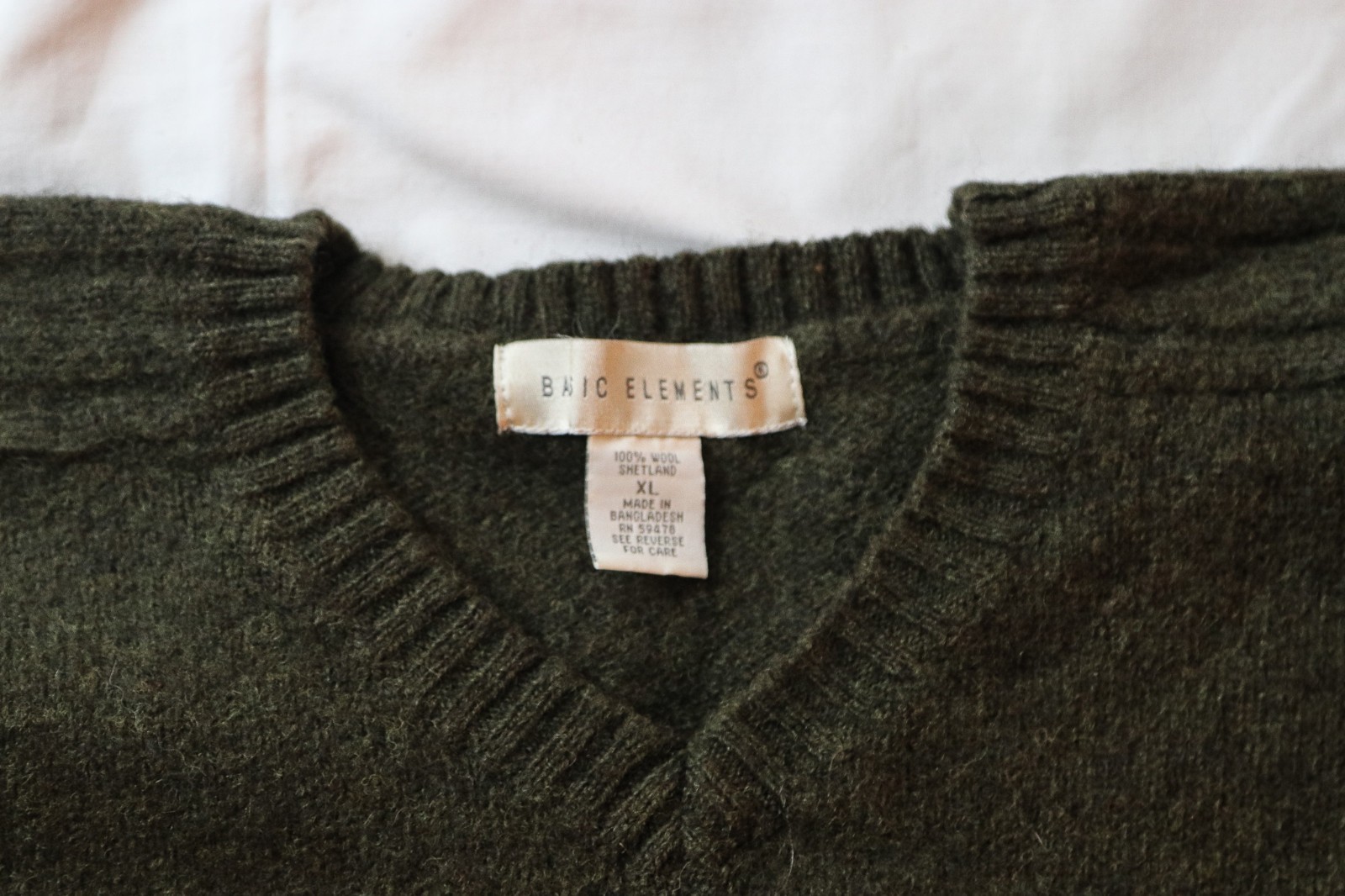 Vintage 90s Dark Green Basic Elements 100% Wool S… - image 4