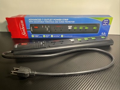 Sunbeam Black Advanced 7 Outlet Power Strip Surge Protector 15A 125V 1875W New