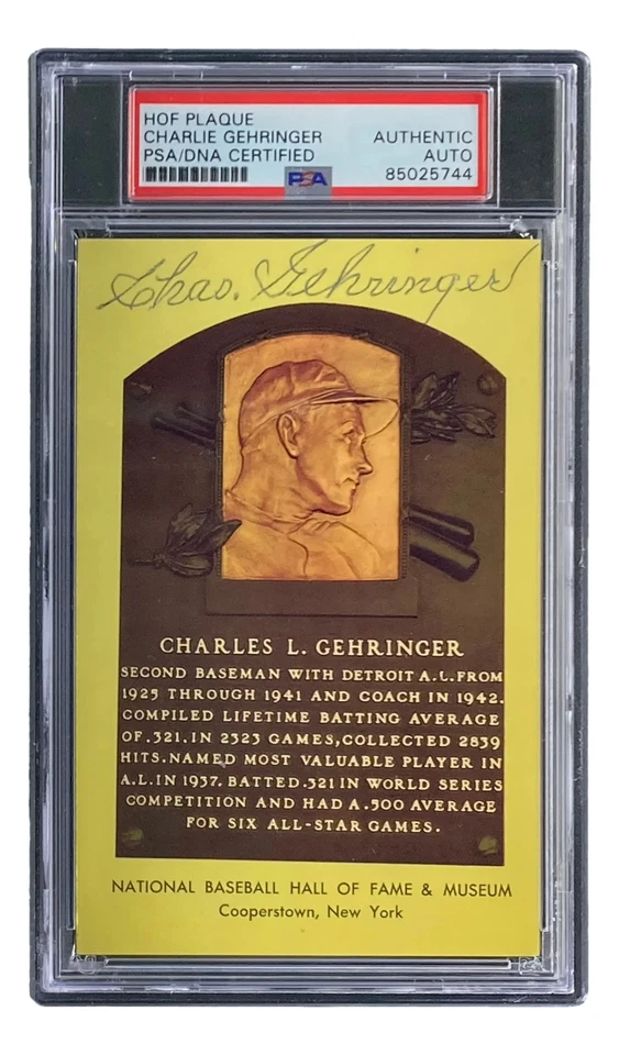Charlie Gehringer Signed 4x6 Detroit Tigers HOF Plaque Card PSA/DNA 85025744 - Image 4 of 4