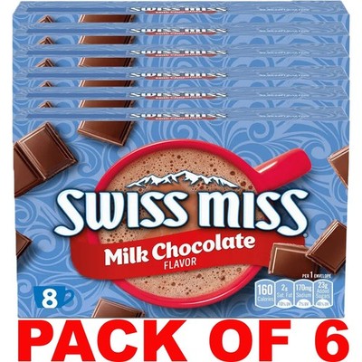 Swiss Miss Milk Chocolate Hot Cocoa Mix (8) 1.38 oz Packets in Box   6 PACK