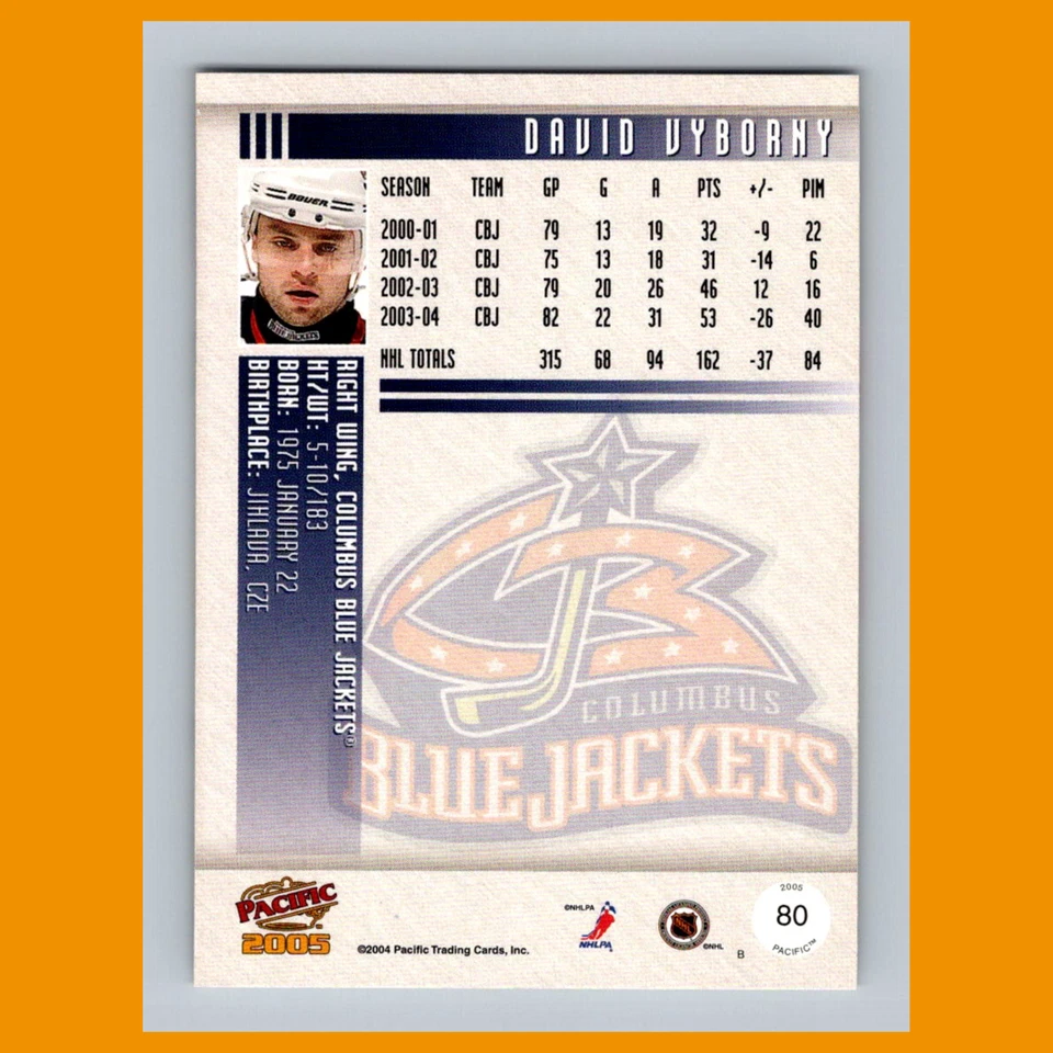David Vyborny #80 2004-05 Pacific Columbus Blue Jackets Hockey Card NHL - Image 2 of 3