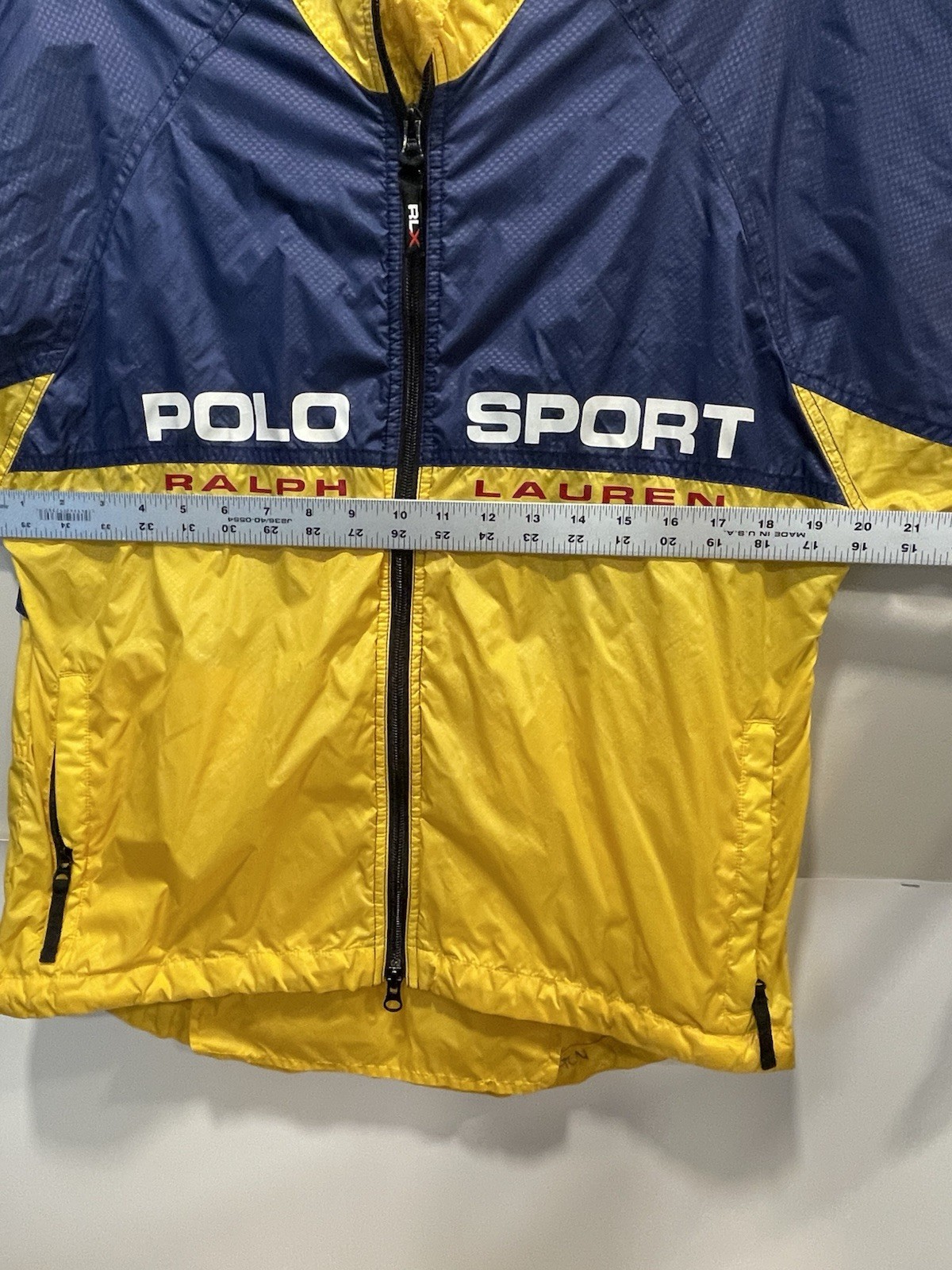 VINTAGE 90' RALPH LAUREN POLO SPORT YELLOW WINDBREAKER FULL ZIP JACKET SZ MEDIUM thumbnail 12