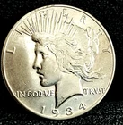 1934 S Peace Dollar AU +Fabulous Strike Key Date 100% Orig Coin Full Mint Luster