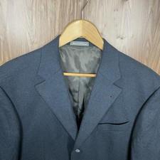 Oscar De La Renta Sport Coat Mens 42S Blue Solid Wool Cashmere Nylon
