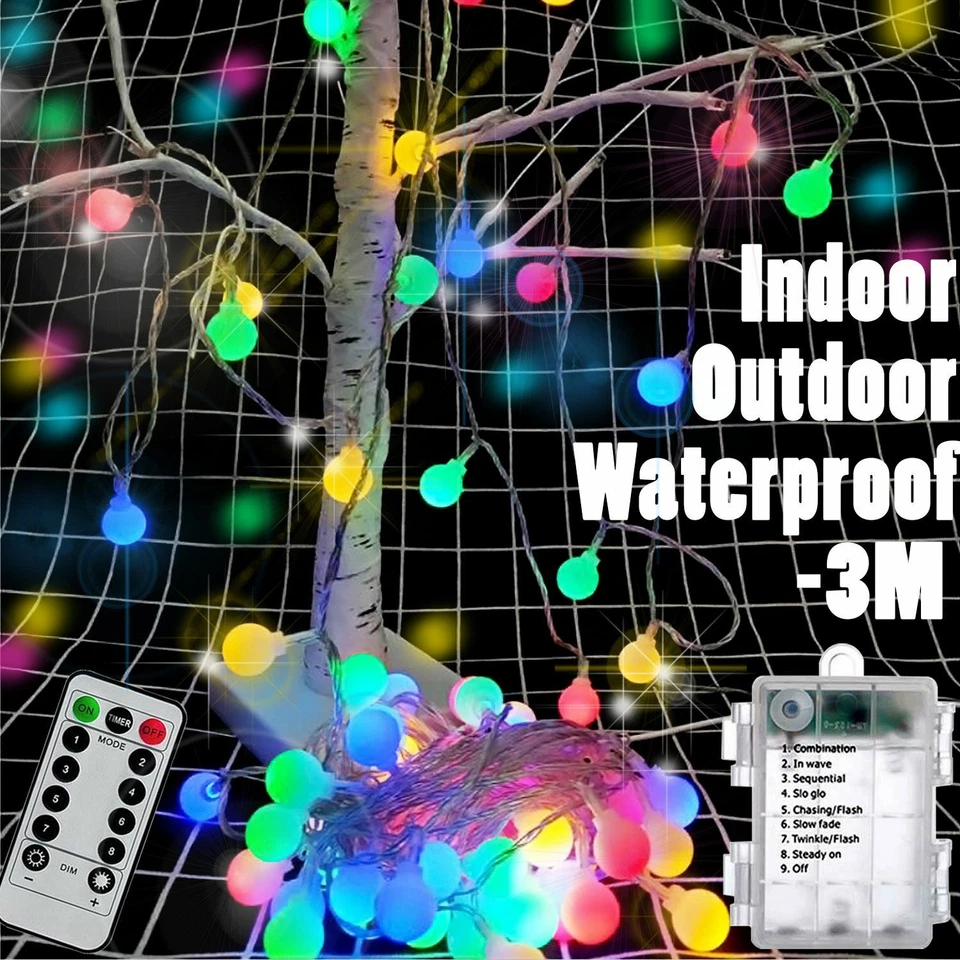 1-20 x 3M Multicolor Festón Hadas Luces Globo Bombilla Exterior Jardín Bola LED Foto 4 de 4