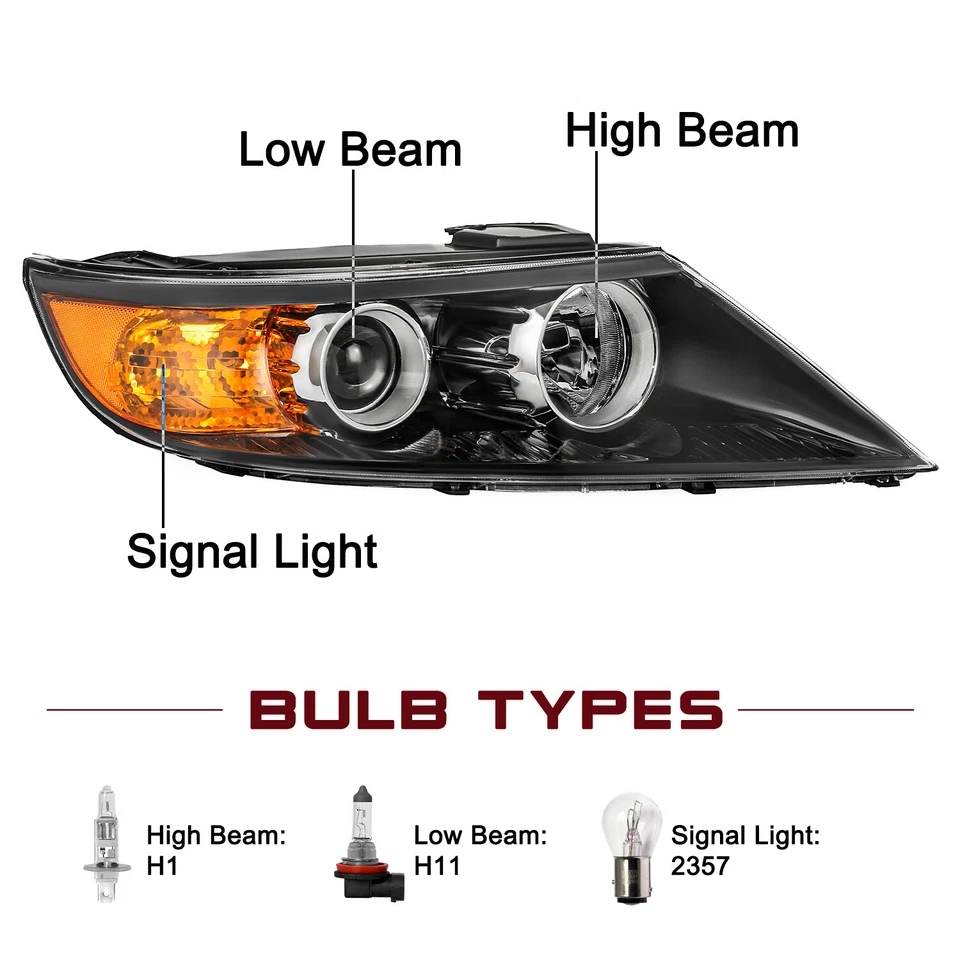 Faro halógeno negro ámbar pasajero derecho Kia Sorento 2011 2012 2013 Foto 2 de 4