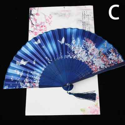 Vintage Japanese Style Silk Folding Fan Bamboo Fan