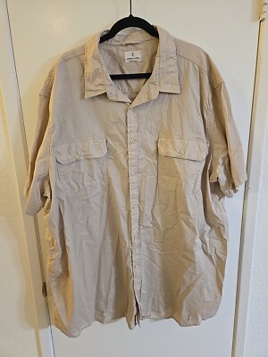 Mutual Weave Shirt Mens 4XLT Tall 4XL Beige Tan White Short