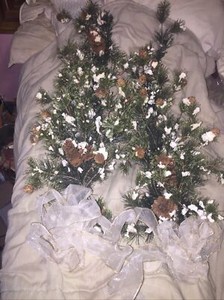 A lot of two Christmas decorations fake pine branches