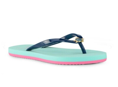 Guy Harvey Women's Cabana Turtle Flip Flops Teal/Pink Size 11 737182648286 | eBay