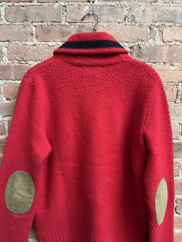 Vintage Rugby Ralph Lauren Mens Shawl Neck Sweater, Sz Medium, Red Shetland Wool - Picture 5 of 8