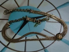 Nice Vintage 13 Inches Gold Filled Double Chains Pocket Watch Chain FOB