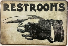 TIN SIGN 8x12 Restrooms bathroom hand restaurant bar club home office store B16