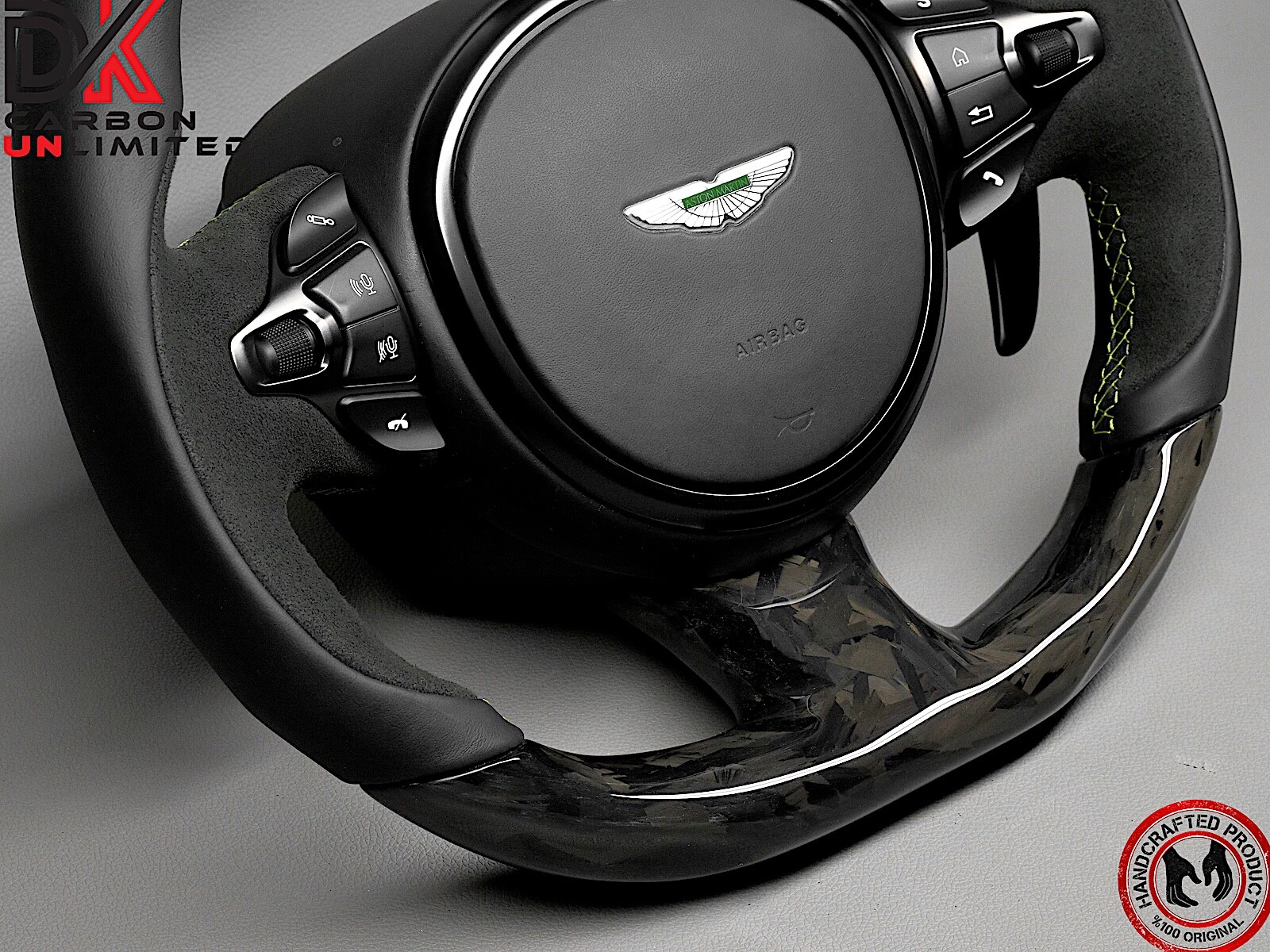 Aston Martin DBS DB11 Vantage AMR Green Ring Gloss Forged Carbon Steering Wheel